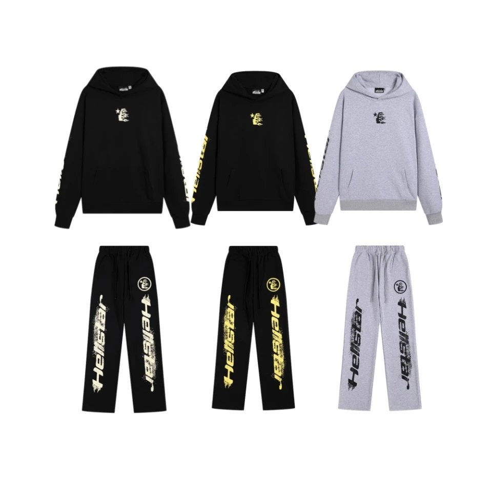 Hellstar Hoodie Black Gray Casual Set