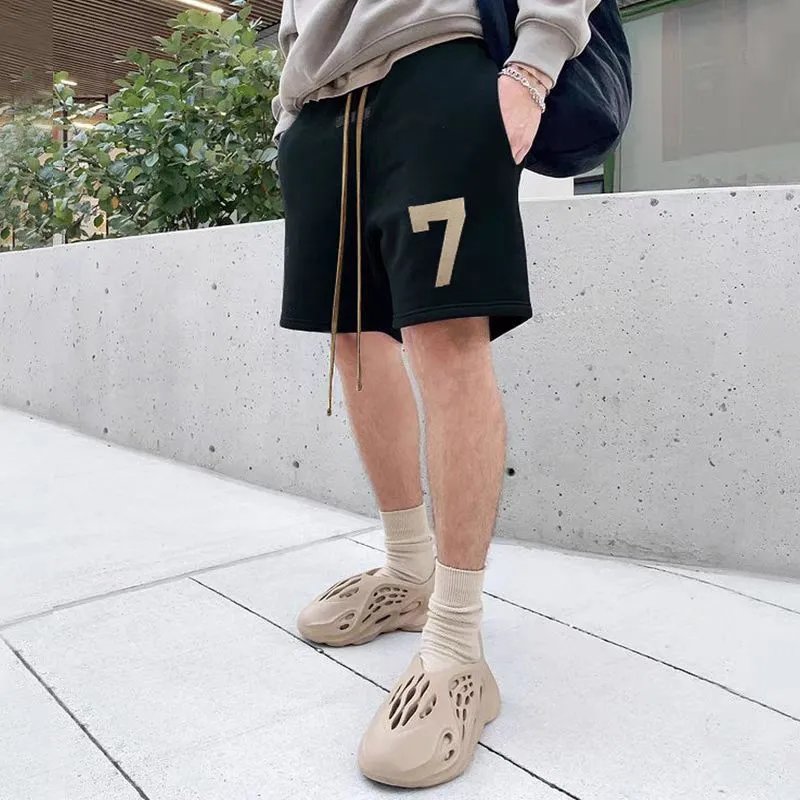 Unisex Black Number 7 Casual Shorts
