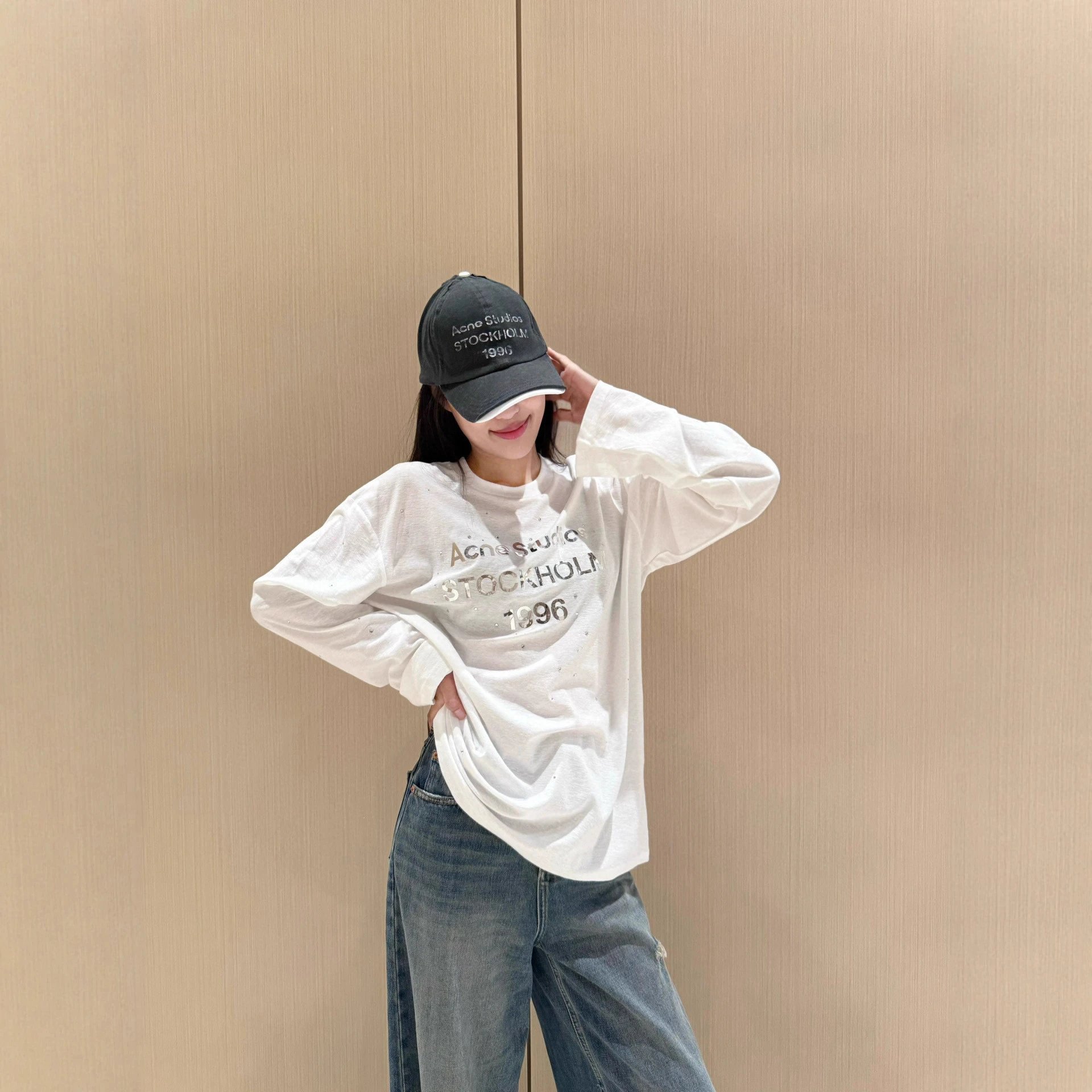 Acne Studios Long Sleeve White Casual T-Shirt